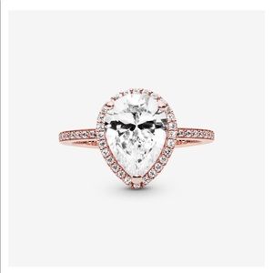 Sparkling Teardrop Halo Ring